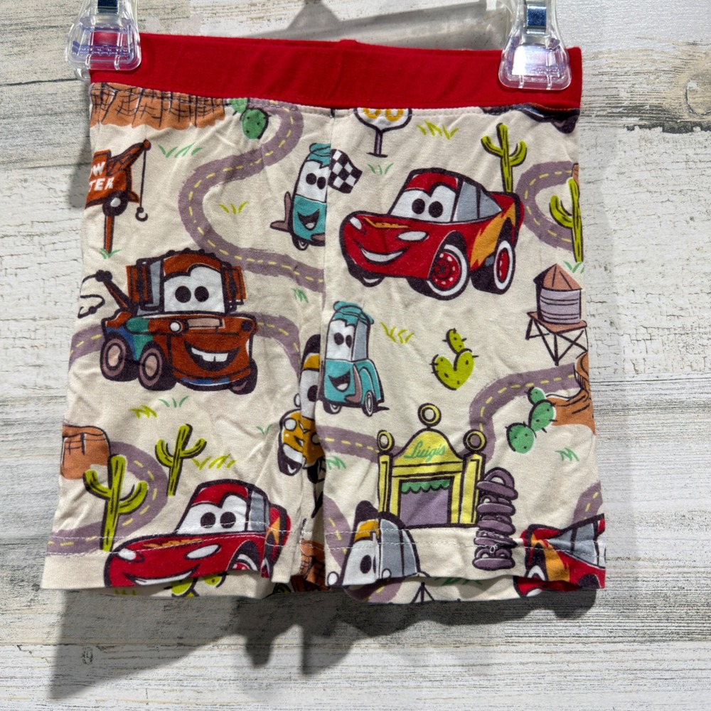 Disney Little Sleepies Cars Pajama Shorts Boys 12-18M Tan Bamboo Pixar EUC